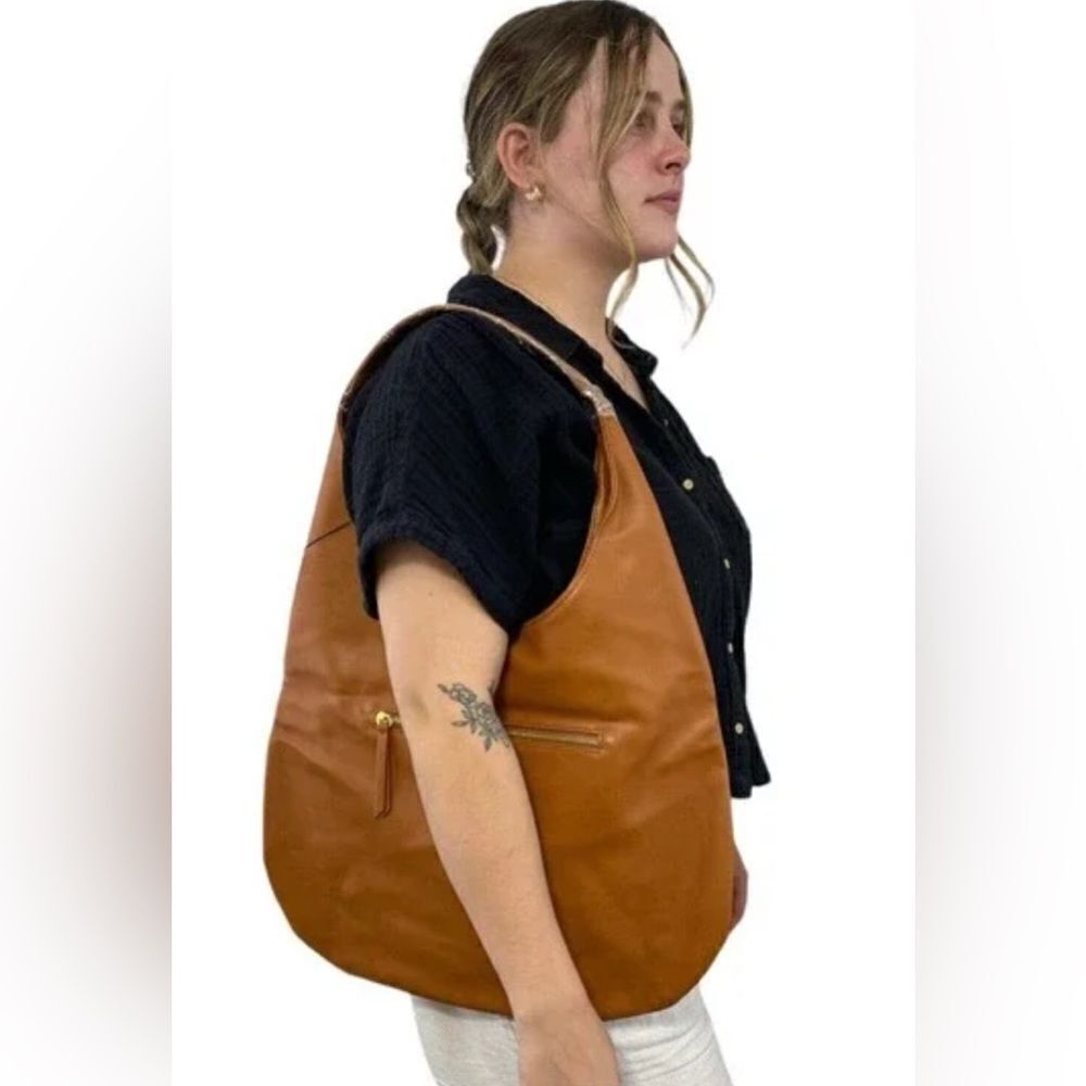 NWT FAWN The Slouchy Tote Faux Leather Brown Matte with Dust Bag